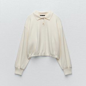 Zara plush collared long sleeve sweatshirt